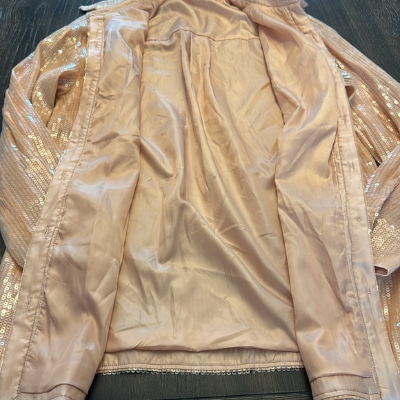 🟣 7 FOR ALL MANKIND PINK SEQUIN BUTTON DOWN BLOUSE SIZE SMALL - Picture 6 of 8